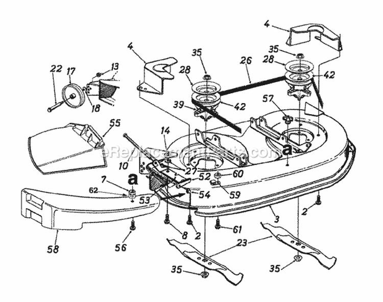Deck Assembly F Diagram and Parts List for 13A4662F129 2000 Yard Machines Lawn Tractor